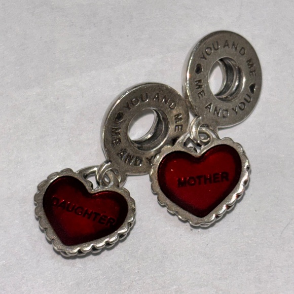 💛 Pandora Sterling Silver Piece of My Heart mother and   Daughter Charm - Picture 2 of 5
